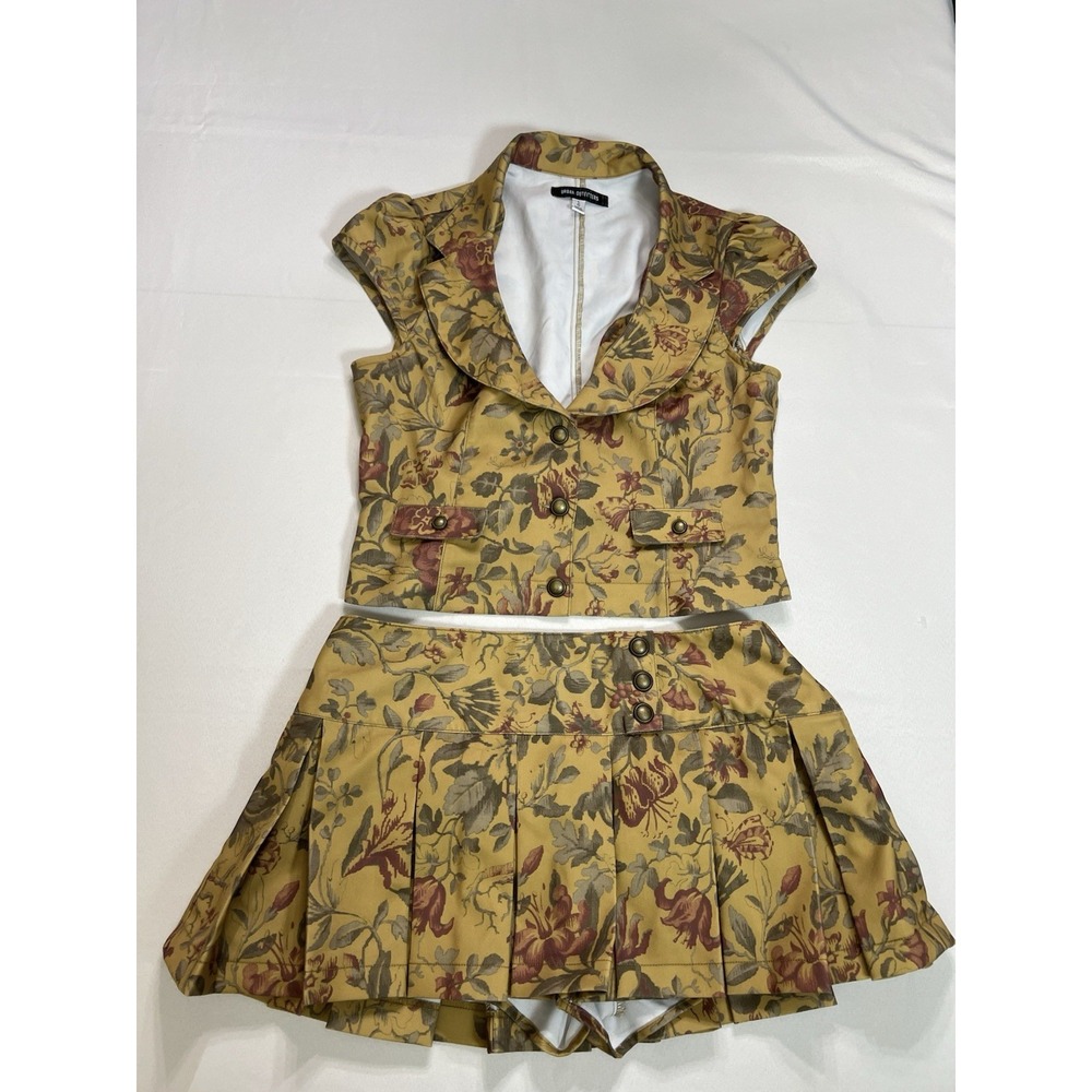 Urban Outfitters Out Floral Micro Mini Skort Set Sz L Romantic Baroque Festival